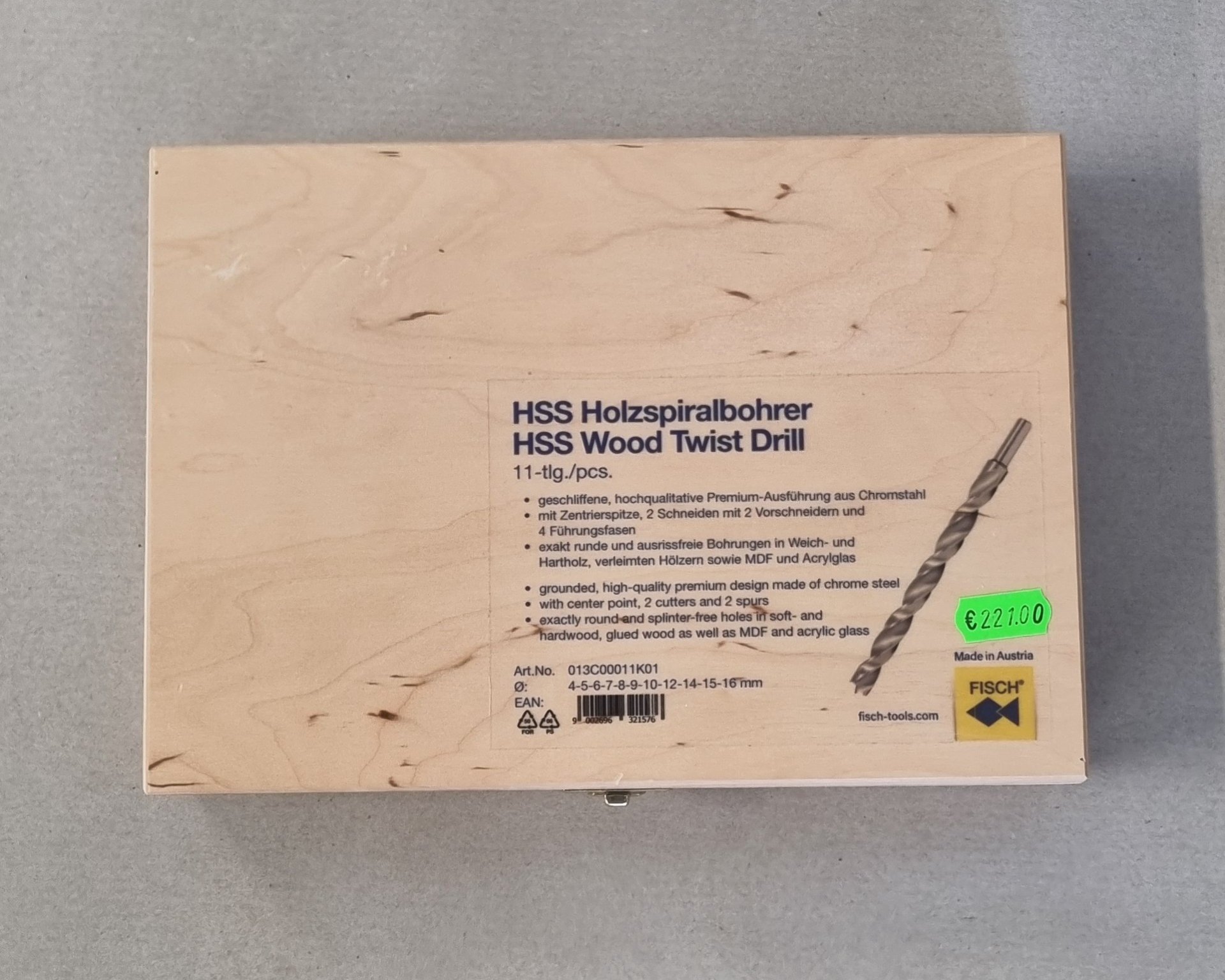 Fisch-Tools HSS HOLZSPIRALB. PROFI AUSF. 11-TLG, Position 4 Stück