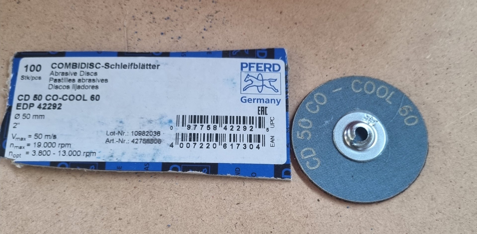 Pferd Combidisc Schleifblätter CD 50 Co-cool 60, Position 100 Stück