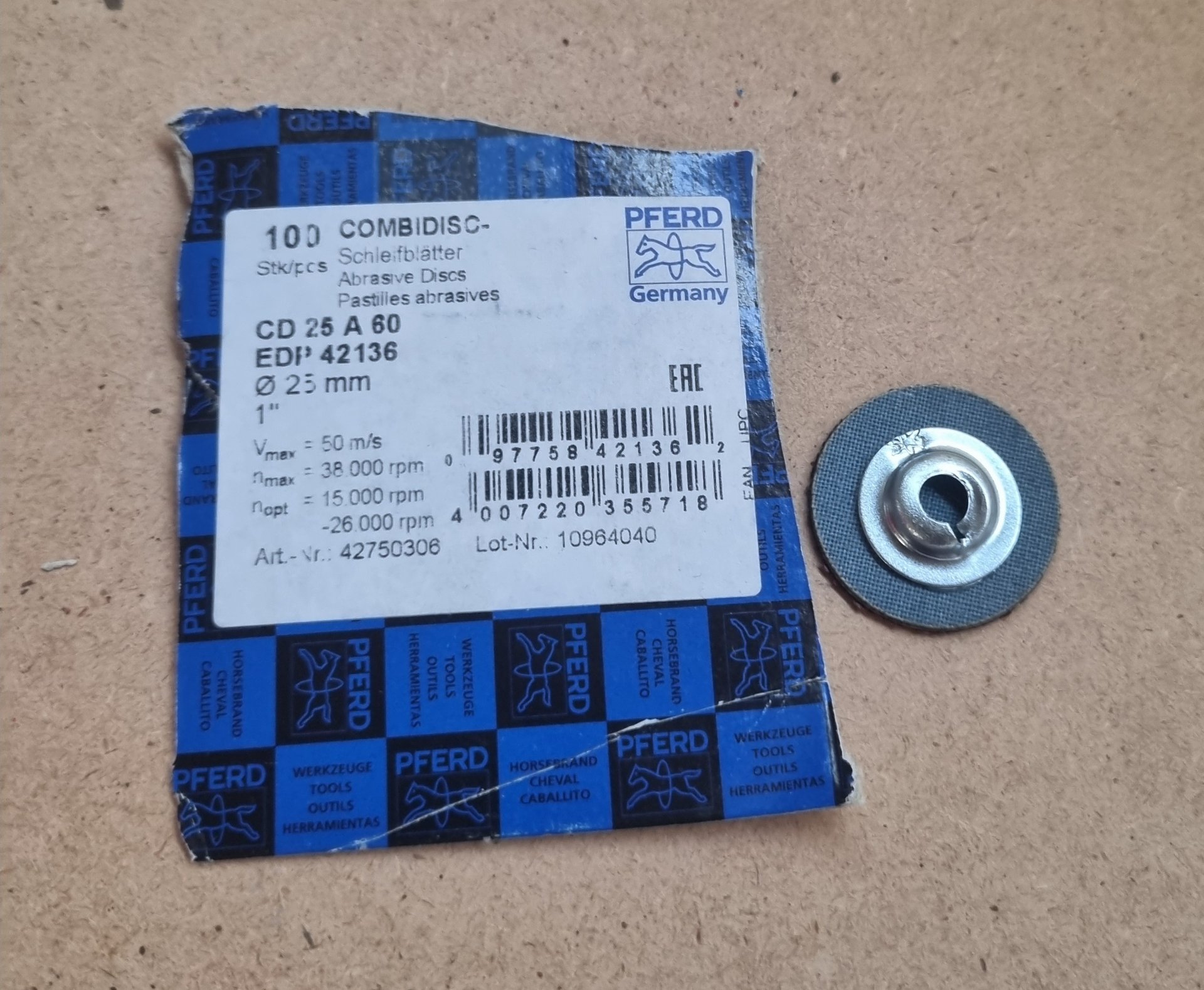 Pferd Combidisc Schleifblätter CD 25A 60, Position 102 Stück