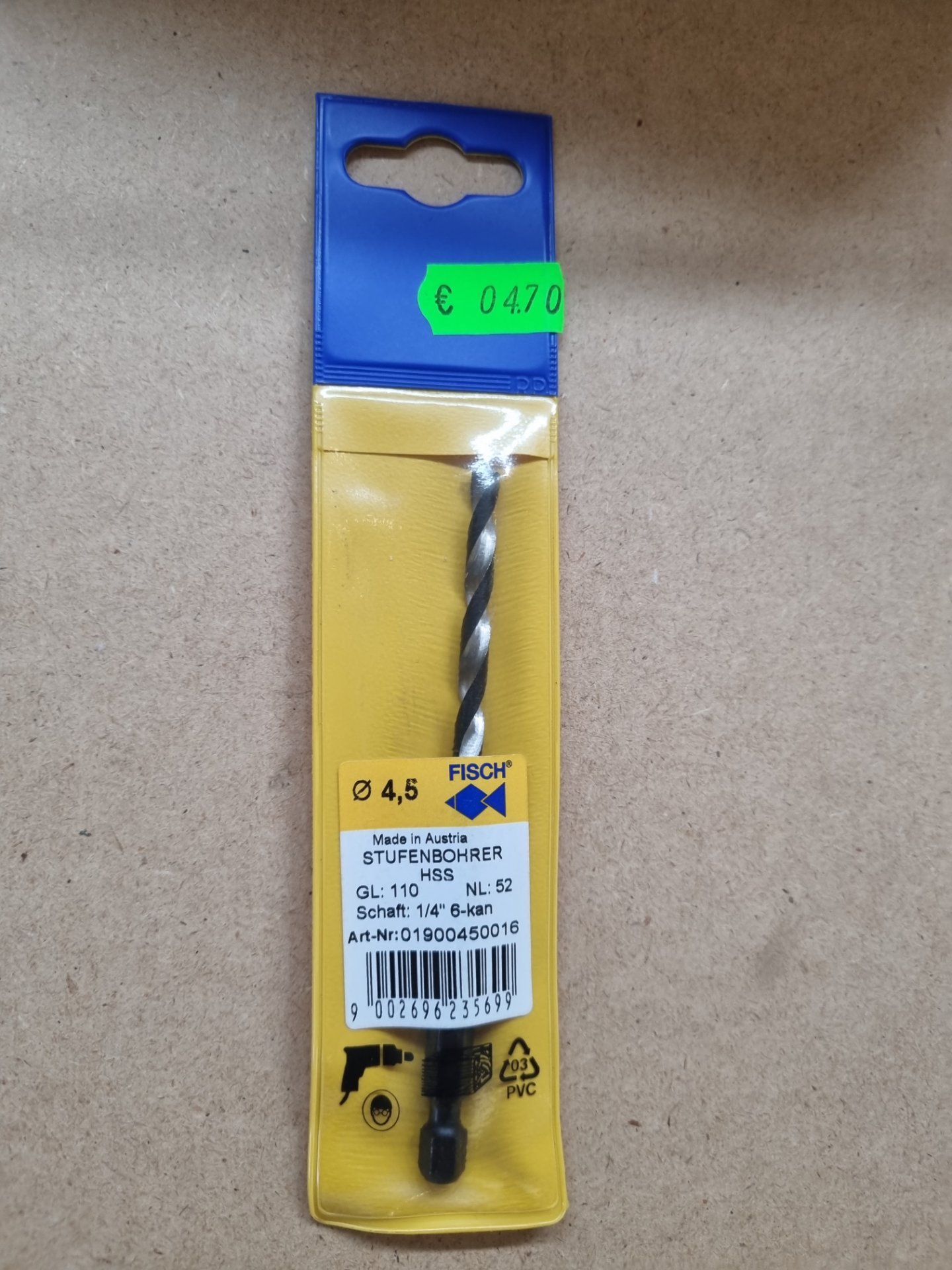 Fisch-Tools STUFENBOHRER  HSS  4,5 MM, Position 2 Stück