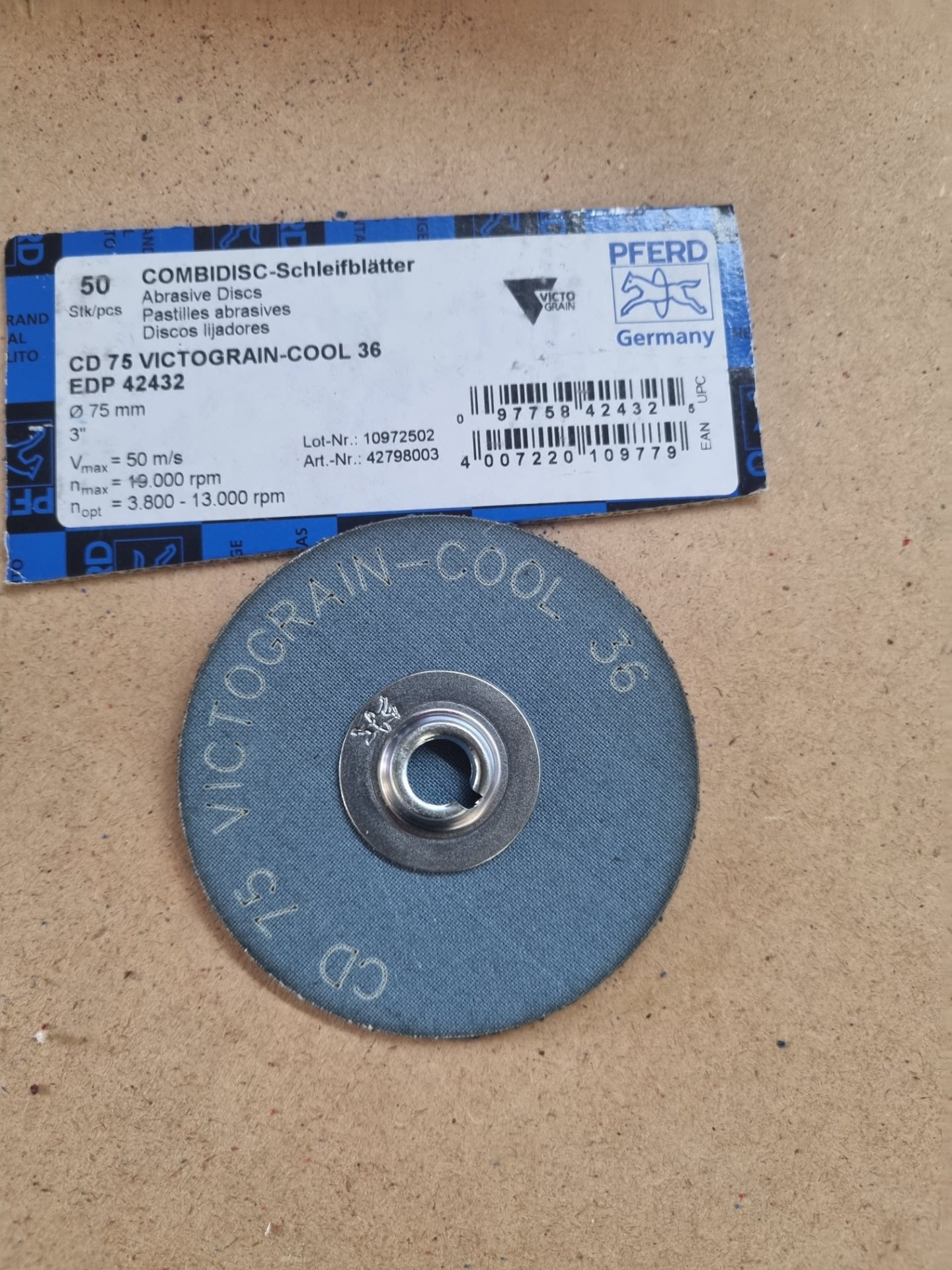 Pferd Combidisc Schleifblätter CD 75 Victograin-cool, Position 50 Stück